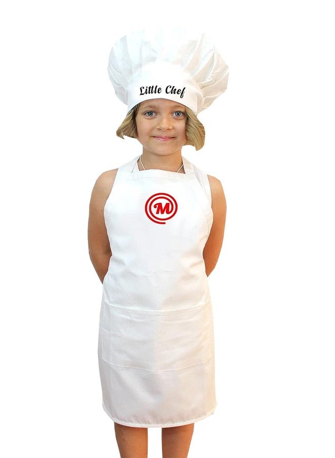 Style Secrets طقم مريلة وقبعة طاهٍ للأطفال من ستايل سيكرتس، مصنوع من مزيج القطن والبوليستر، مثالي لجلسات التصوير والأنشطة الترفيهية وغيرها (من سنتين إلى خمس سنوات) - أبيض - Image 1